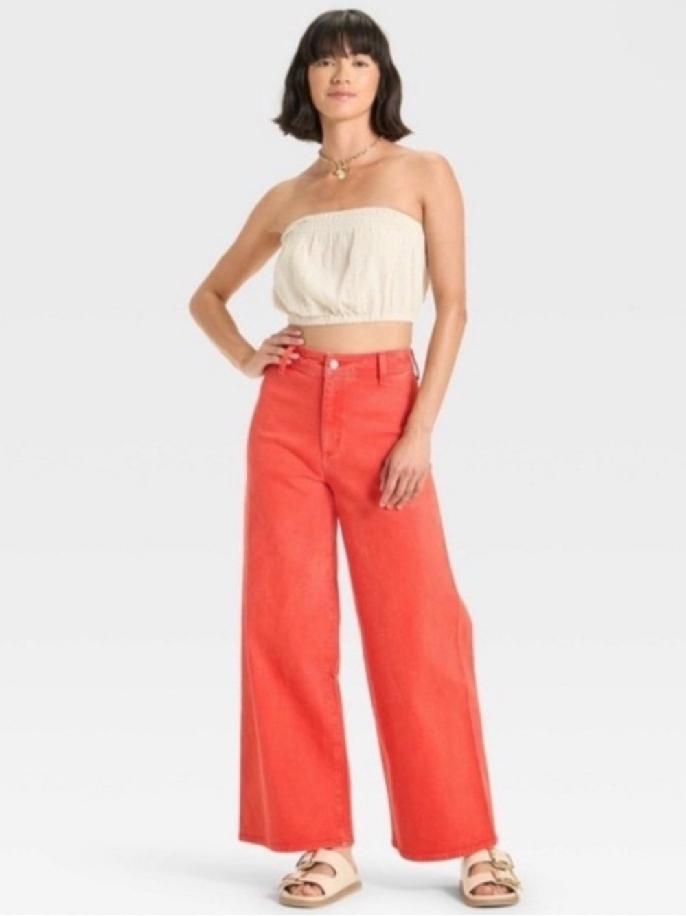 Red/Orange High-Rise Sailor Wide Leg Ankle Jeans from Universal Thread- 6 NWT